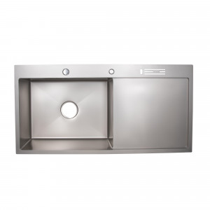 Кухонна мийка Lidz LH10050B 3.0/1.0 мм Brush (LIDZLH10050BBRU3010) з вбудованним тримачем для ножів