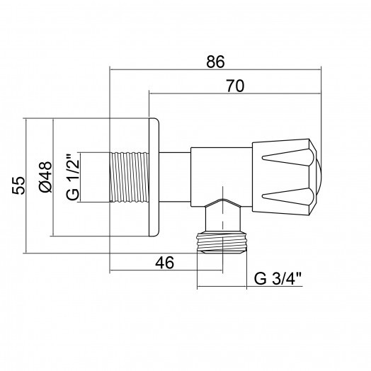 Кран приборный Lidz (NKS) 01 02 001 12 1/2"х1/2" угловой