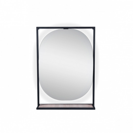 Зеркало Qtap Taurus 800х850х140 Black/Whitish oak с LED-подсветкой QT2478ZP600BWO